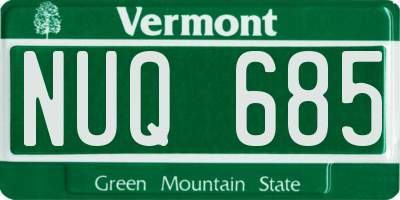 VT license plate NUQ685