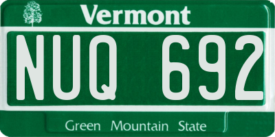VT license plate NUQ692