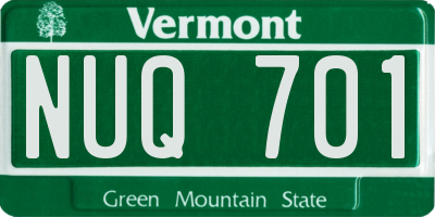 VT license plate NUQ701