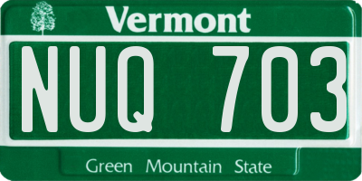 VT license plate NUQ703