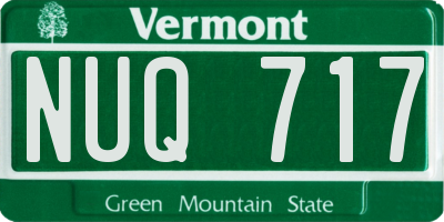 VT license plate NUQ717