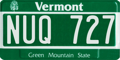VT license plate NUQ727