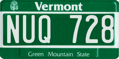 VT license plate NUQ728