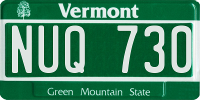 VT license plate NUQ730