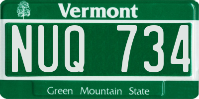 VT license plate NUQ734
