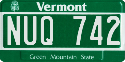 VT license plate NUQ742