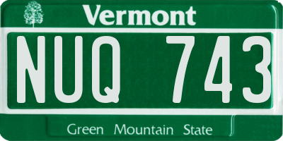 VT license plate NUQ743
