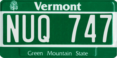 VT license plate NUQ747