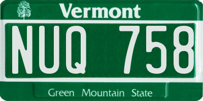 VT license plate NUQ758