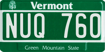VT license plate NUQ760