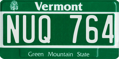 VT license plate NUQ764
