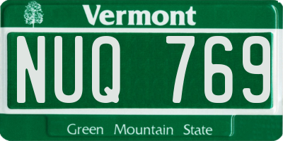 VT license plate NUQ769
