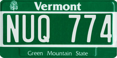 VT license plate NUQ774