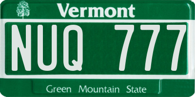 VT license plate NUQ777