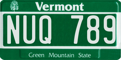 VT license plate NUQ789