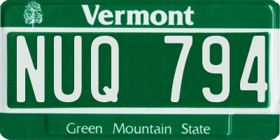 VT license plate NUQ794