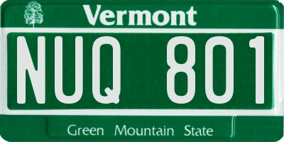 VT license plate NUQ801