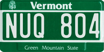 VT license plate NUQ804