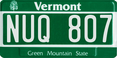 VT license plate NUQ807