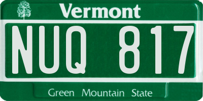 VT license plate NUQ817