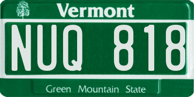 VT license plate NUQ818