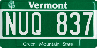 VT license plate NUQ837