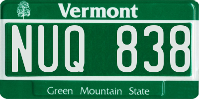 VT license plate NUQ838