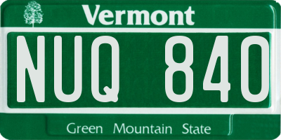 VT license plate NUQ840