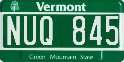 VT license plate NUQ845