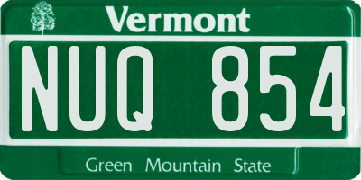 VT license plate NUQ854