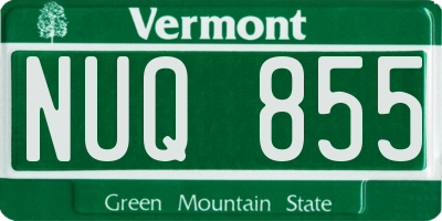 VT license plate NUQ855