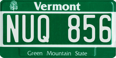 VT license plate NUQ856