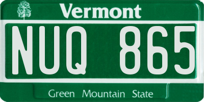 VT license plate NUQ865