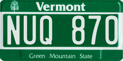 VT license plate NUQ870