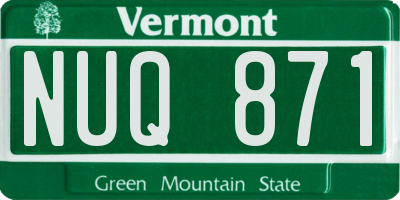 VT license plate NUQ871
