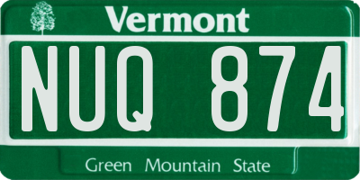 VT license plate NUQ874