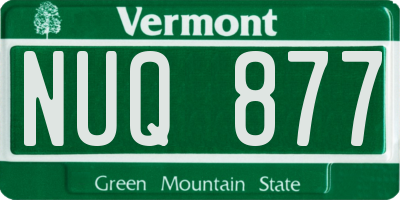 VT license plate NUQ877