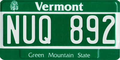 VT license plate NUQ892