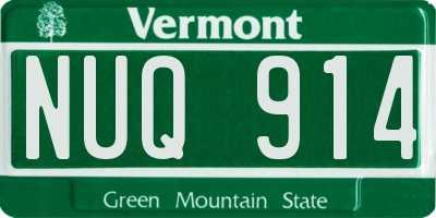VT license plate NUQ914