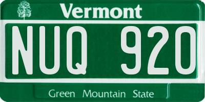 VT license plate NUQ920