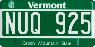 VT license plate NUQ925