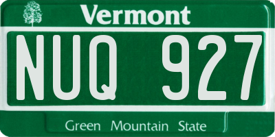 VT license plate NUQ927