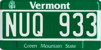 VT license plate NUQ933
