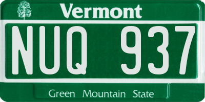 VT license plate NUQ937