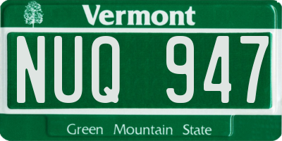 VT license plate NUQ947
