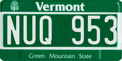 VT license plate NUQ953