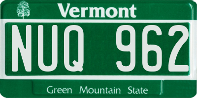 VT license plate NUQ962