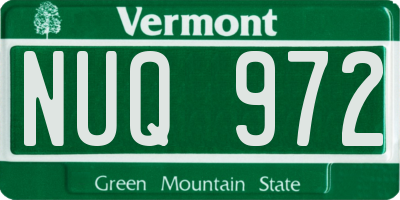 VT license plate NUQ972