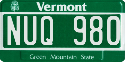 VT license plate NUQ980