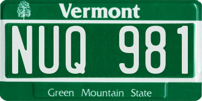 VT license plate NUQ981